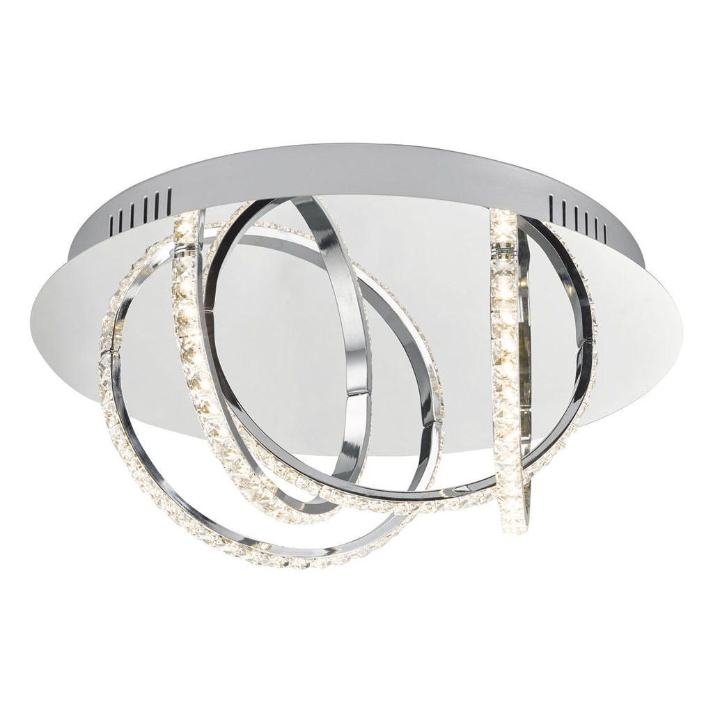 Zancara 4Lt Flush Polished Chrome and Crystal LED by Dar Lighting