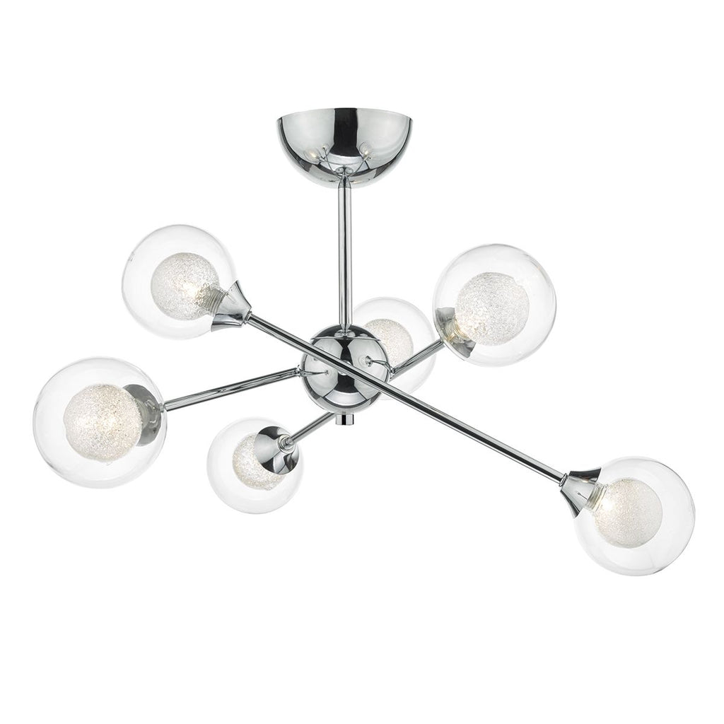 Zeke 6 Light Semi Flush Polished Chrome by Dar Lighting