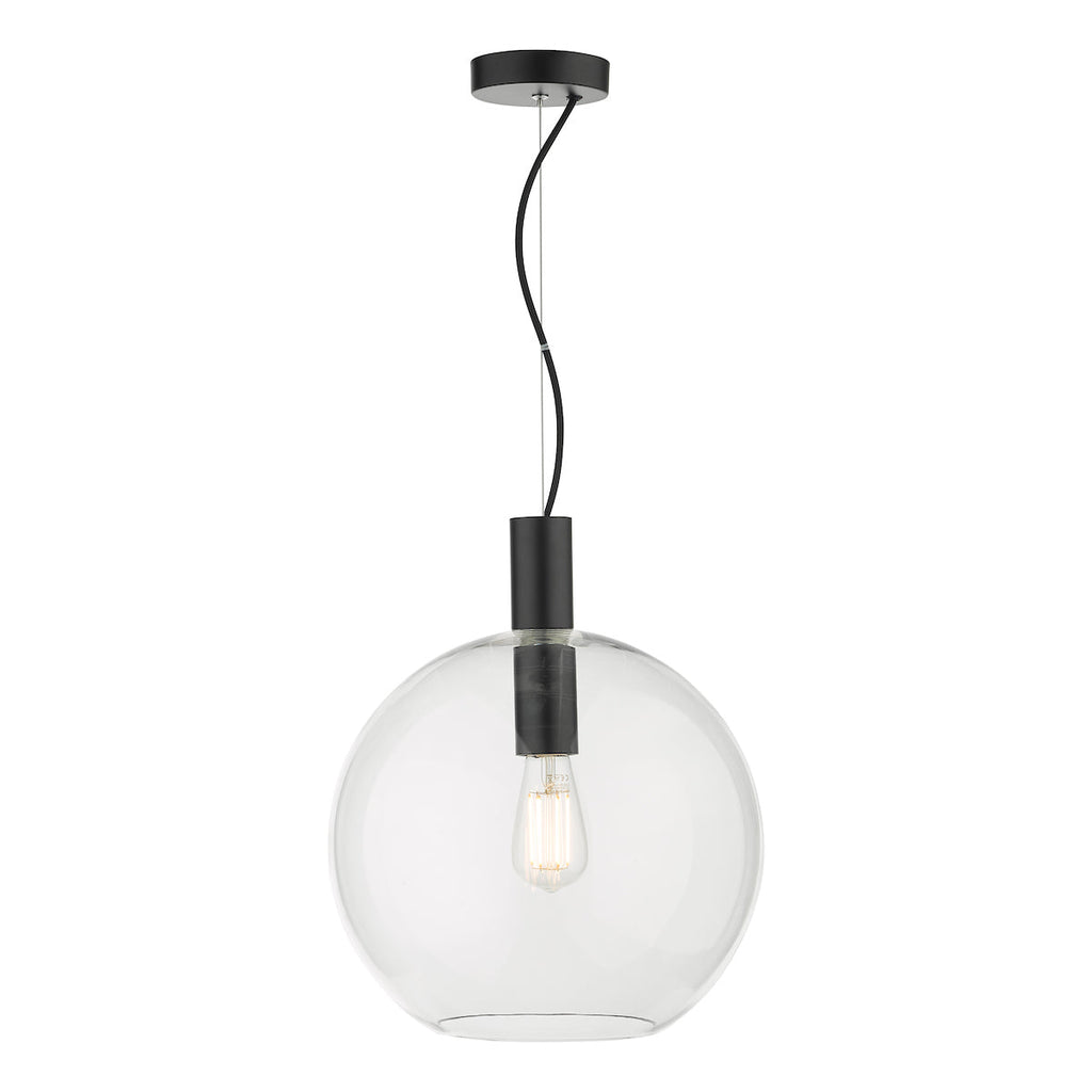 Zula 1lt Pendant Glass & Black by Dar Lighting