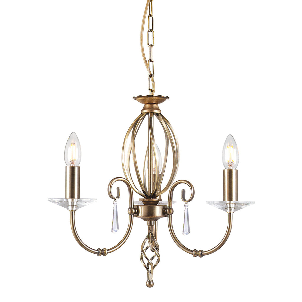 Aegean 3 Light Chandelier - Aged Brass  - Elstead Lighting