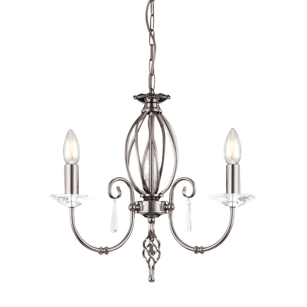 Aegean 3 Light Chandelier - Polished Nickel - Elstead Lighting
