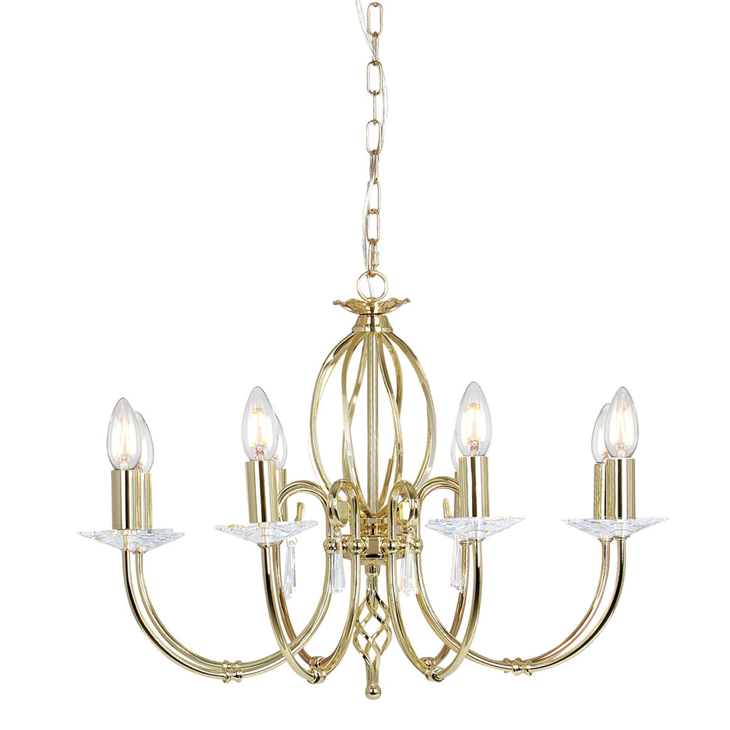 Aegean 8 Light Chandelier - Polished Brass - Elstead Lighting