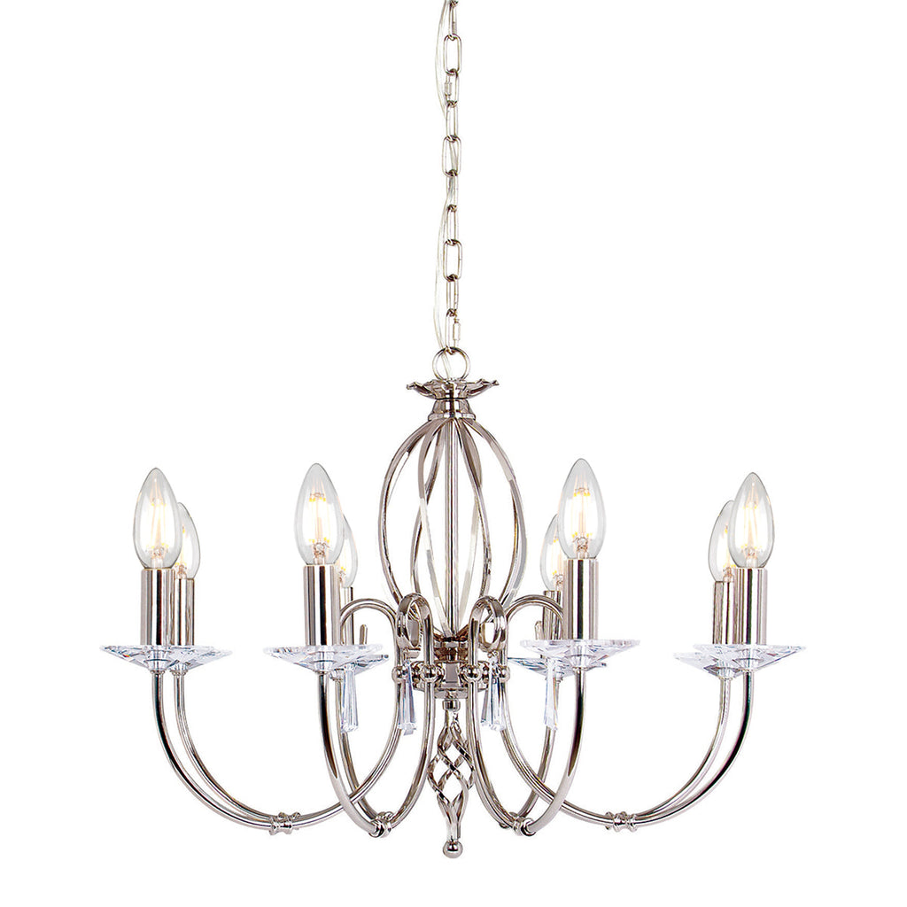 Aegean 8 Light Chandelier - Polished Nickel - Elstead Lighting