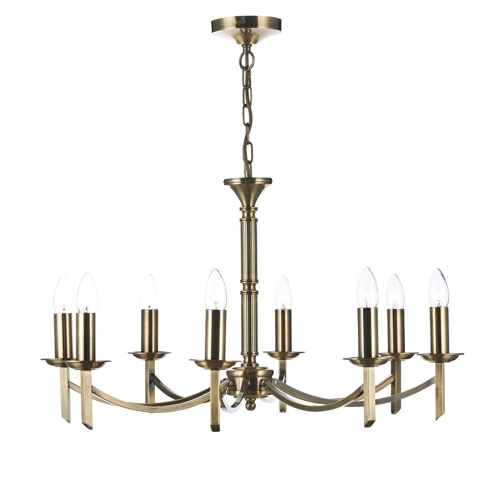 Ambassador 8 Light Dual Mount Pendant Antique Brass by Dar Lighting
