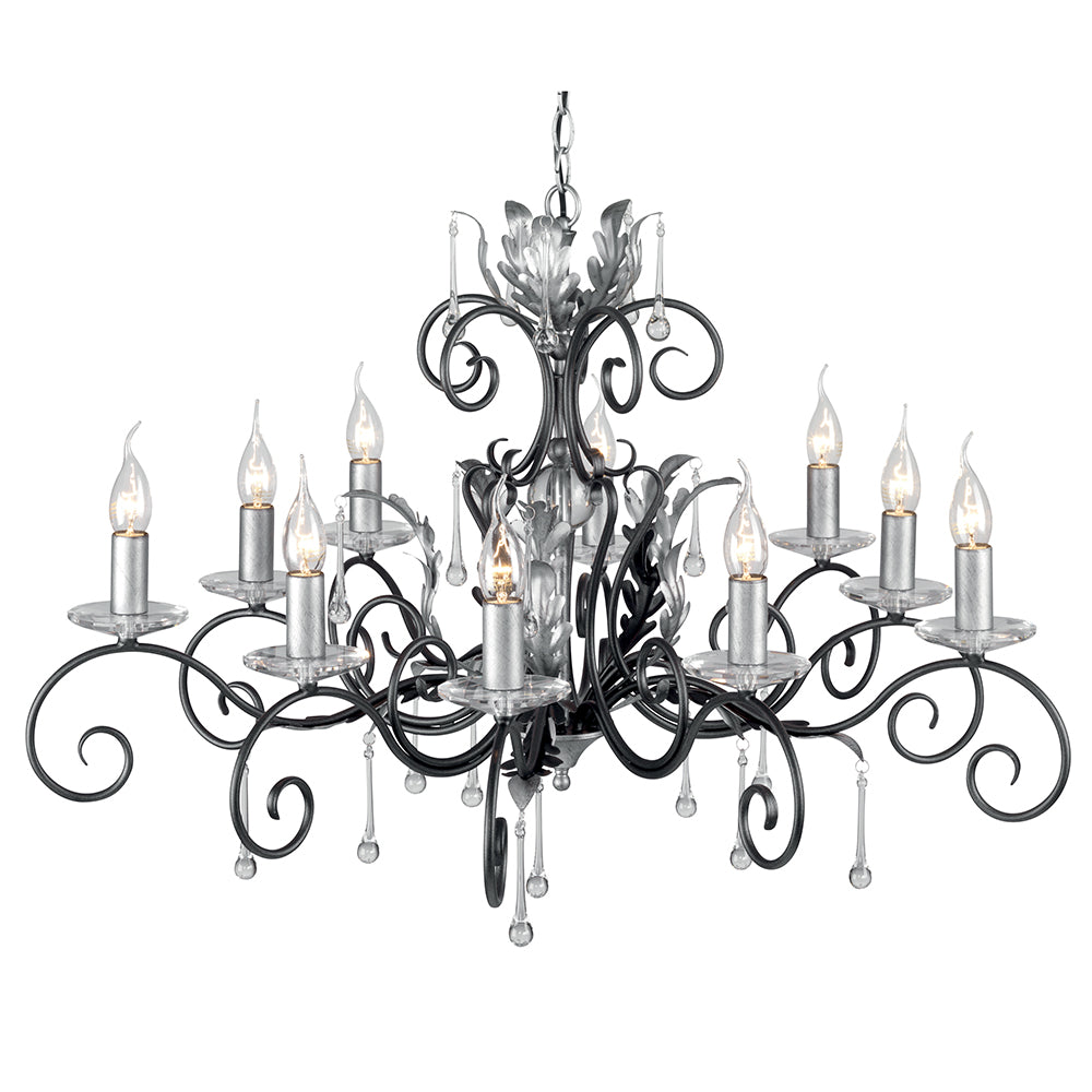 Amarilli 10 Light Chandelier - Black/Silver  - Elstead Lighting