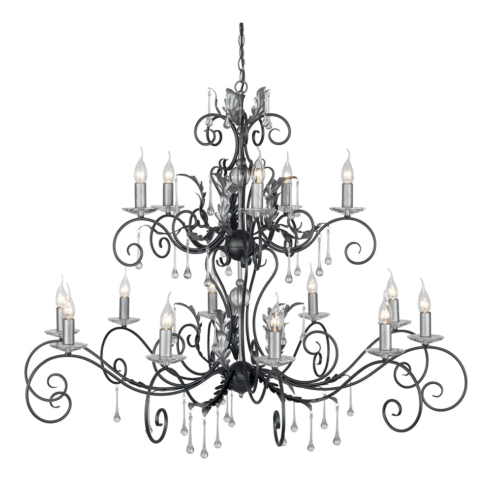Amarilli 15 Light Chandelier - Black/Silver - Elstead Lighting