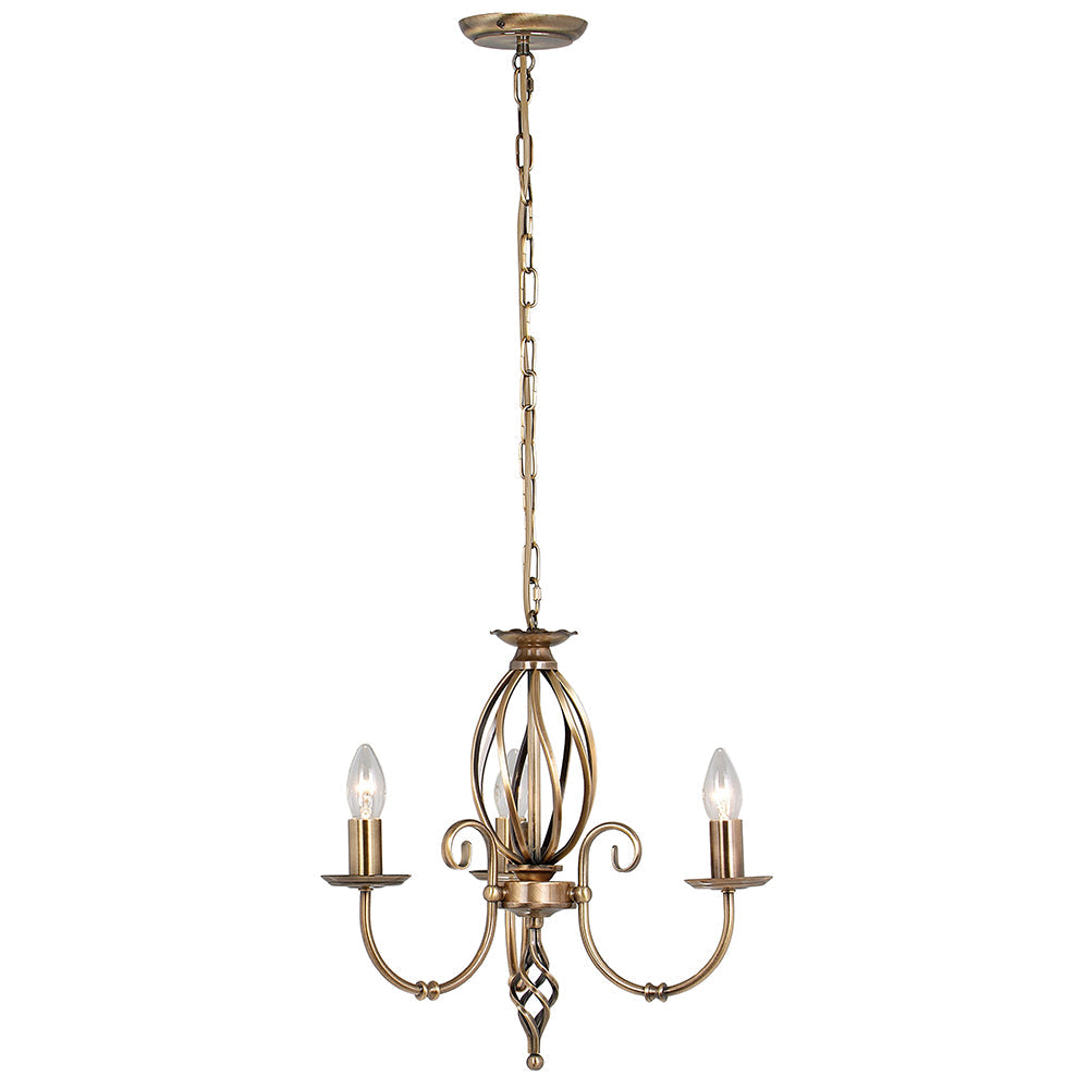Artisan 3 Light Chandelier - Aged Brass - Elstead Lighting