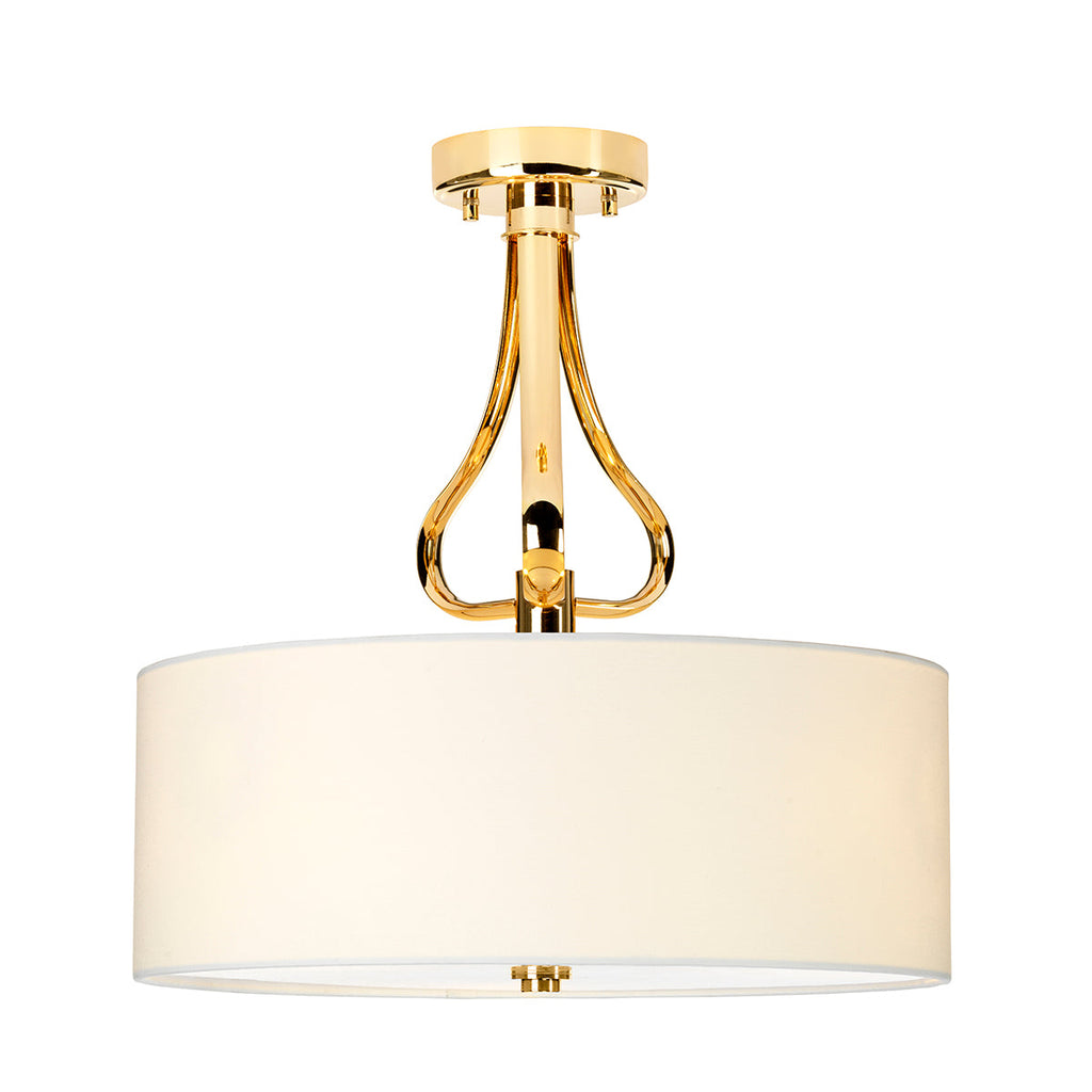 Falmouth 3 Light Semi Flush - French Gold - Elstead Lighting