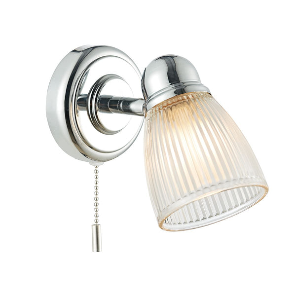 Cedric Single Wall Light Polished Chrome IP44 by Dar Lighting