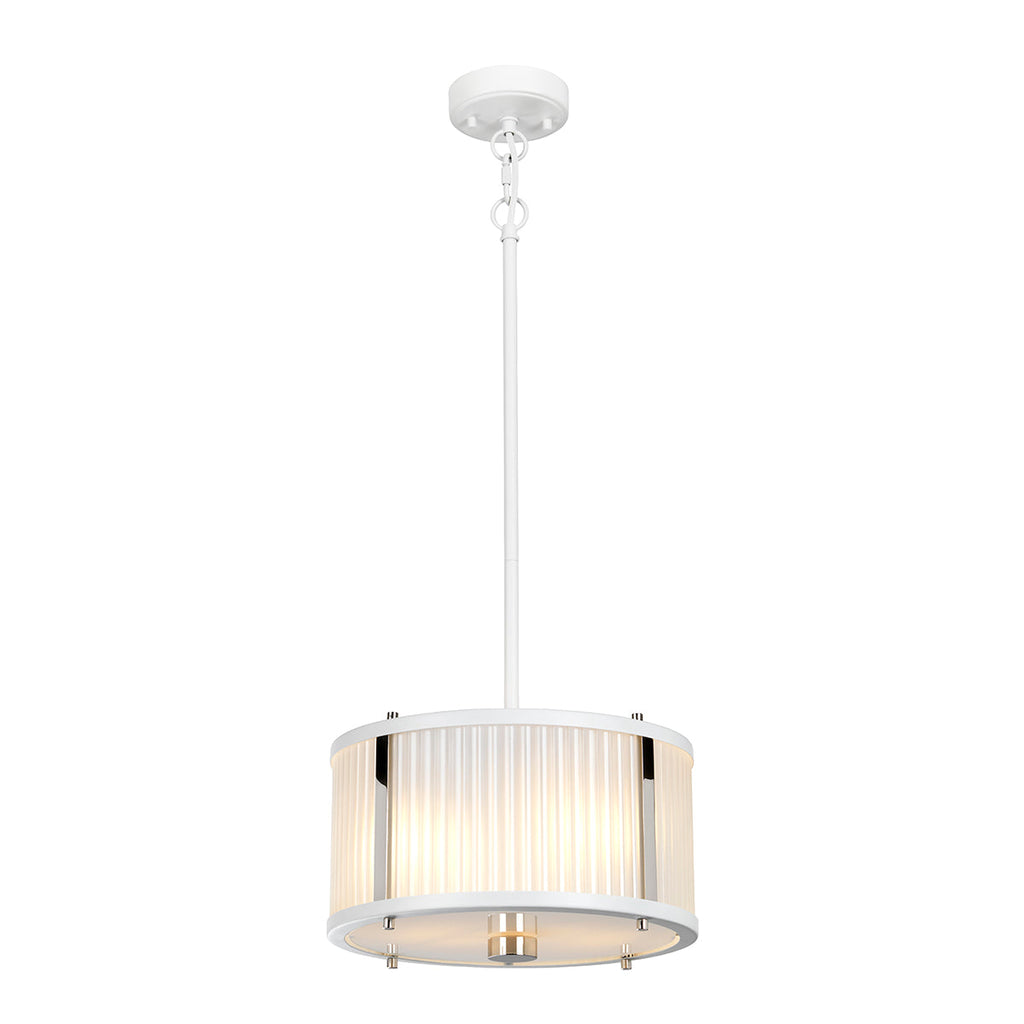 Corona 2 Light Pendant - White Polished Nickel - Elstead Lighting