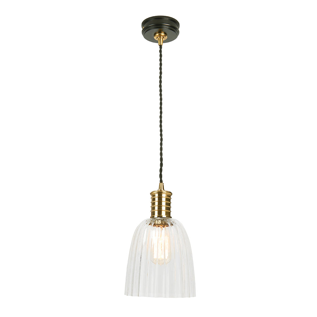 Douille 1 Light Pendant - Black/Polished Brass - Elstead Lighting 