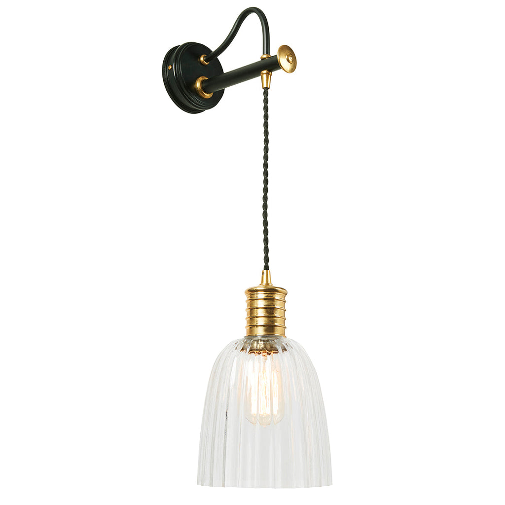 Douille 1 Light Wall Light - Black/Polished Brass - Elstead Lighting 