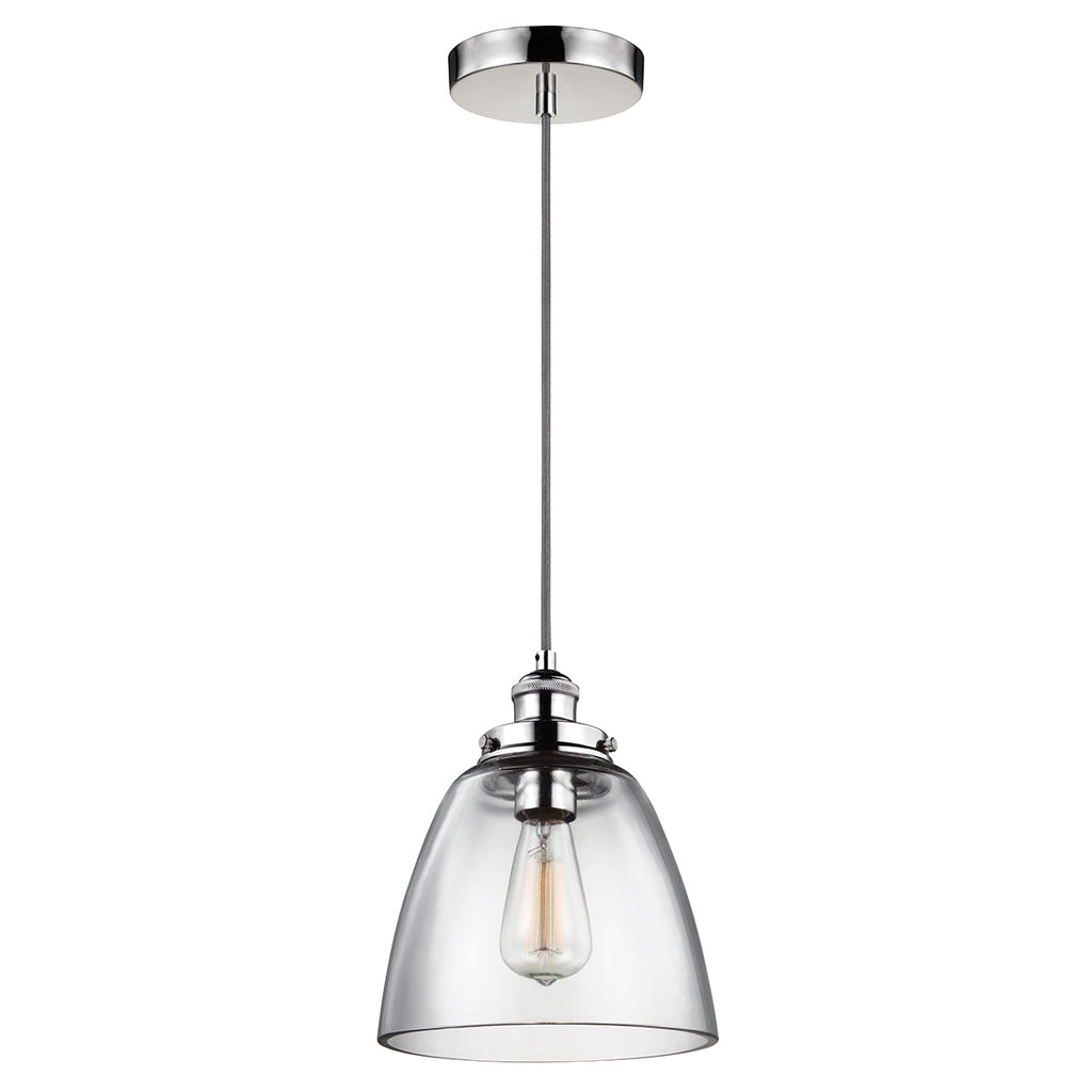 Baskin 1 Light Pendant - Polished Nickel - Feiss