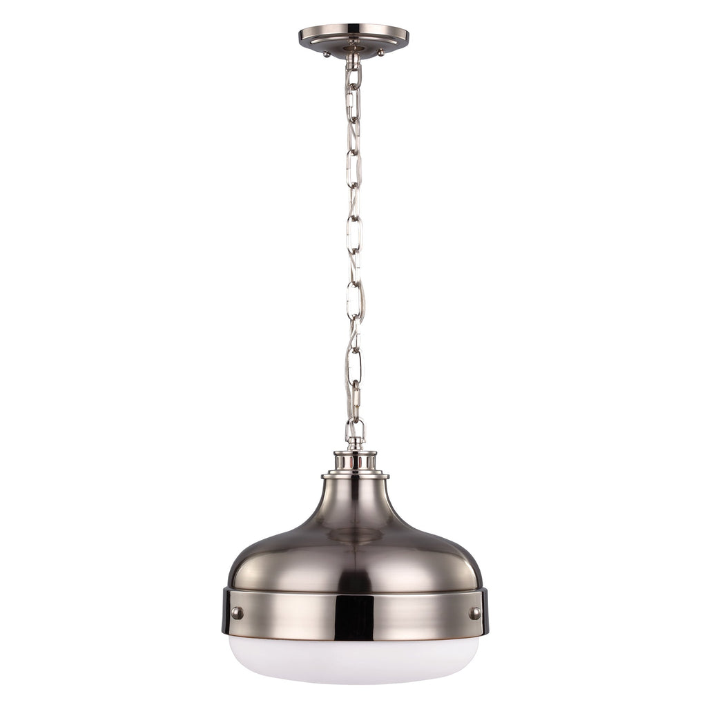 Cadence 2 Light Pendant - Polished Nickel/Brushed Steel - Feiss