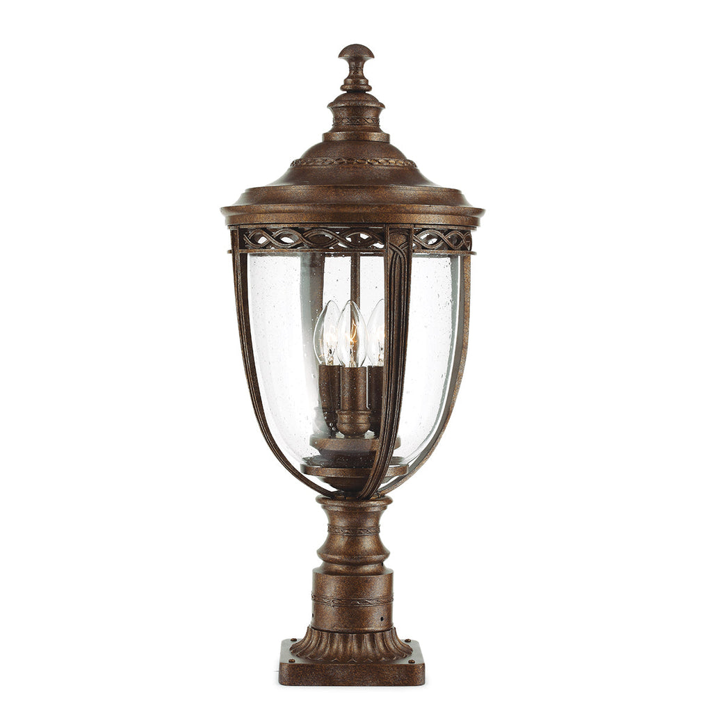 English Bridle 3 Light Large Pedestal - British Bronze - Feiss