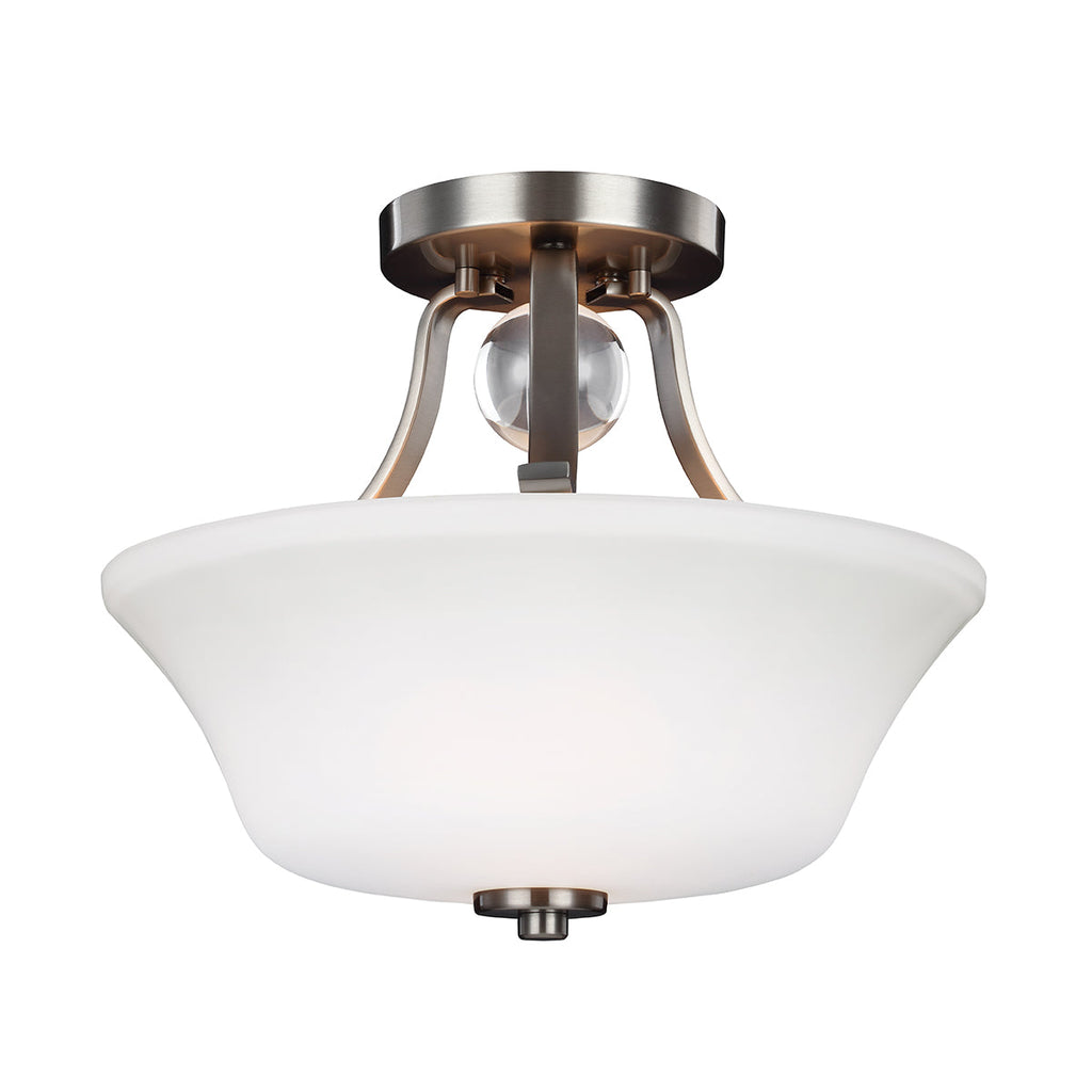 Evington 2 Light Semi-Flush - Satin Nickel - Feiss