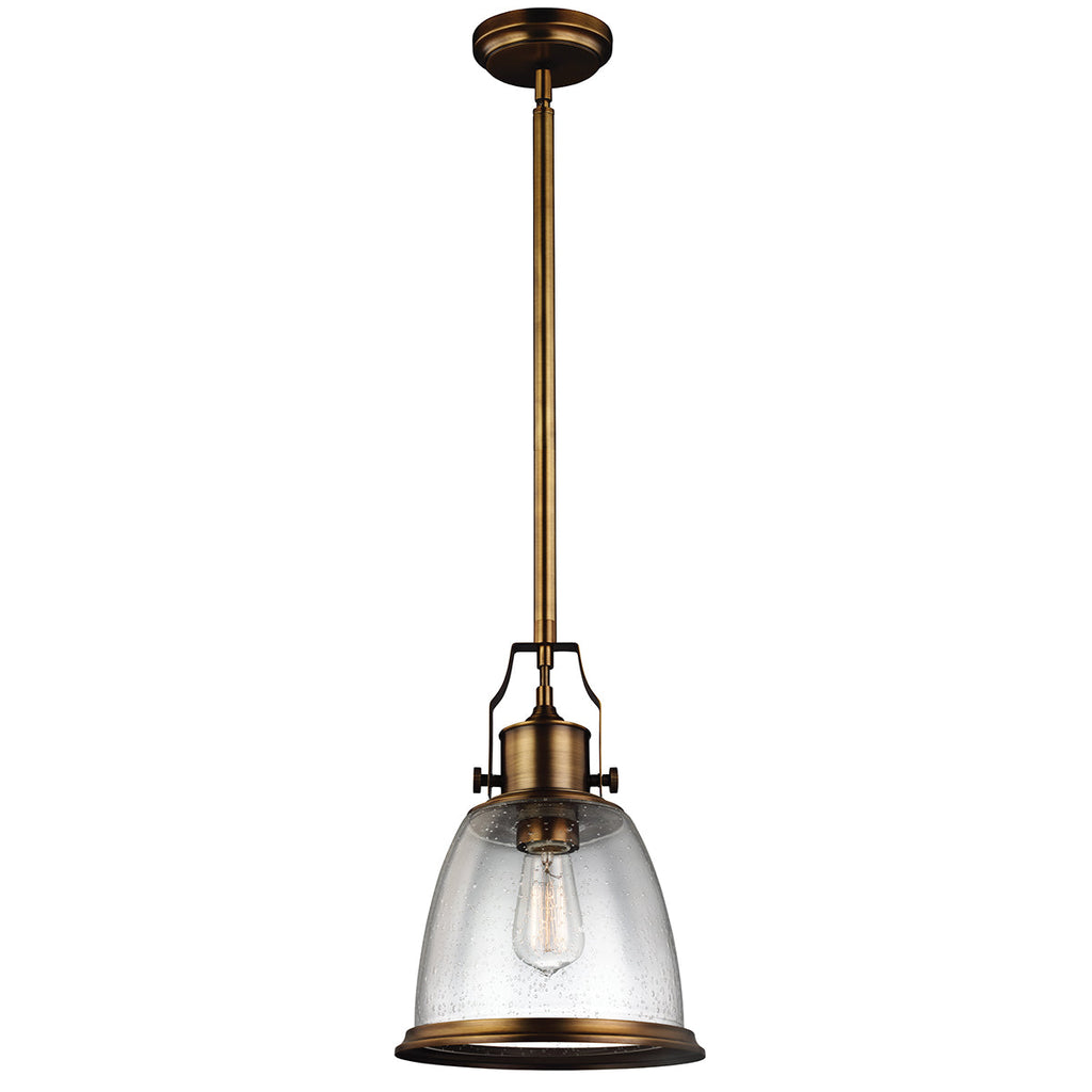 Hobson 1 Light Medium Pendant Aged Brass - Feiss