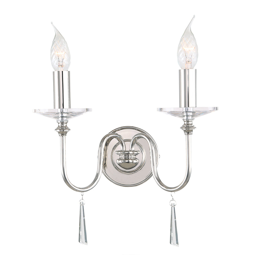 Finsbury Park 2 Light Wall Light - Polished Nickel - Elstead Lighting