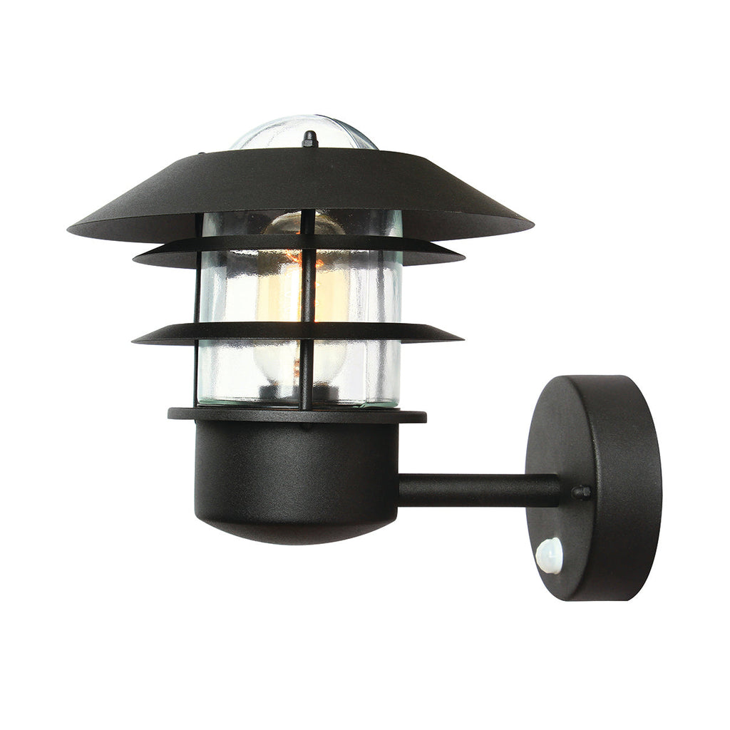 Helsingor 1 Light Pir Wall Lantern - Black - Elstead Lighting