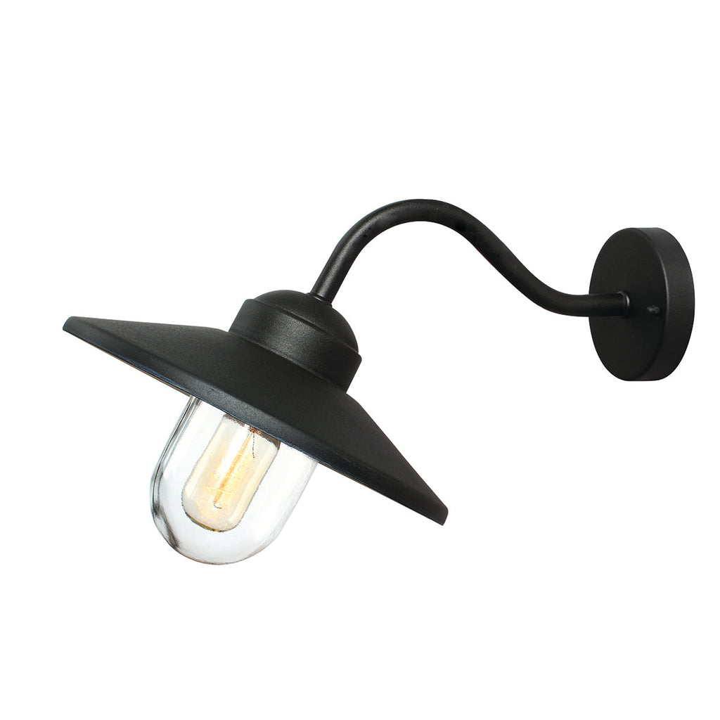 Klampenborg 1 Light Wall Lantern - Black - Elstead Lighting