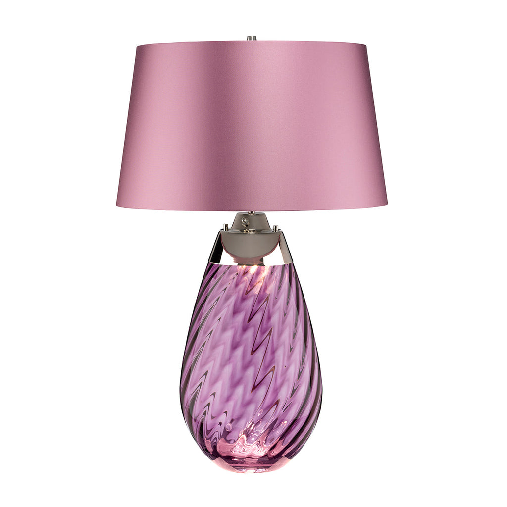 Lena 2 Light Large Plum Table Lamp with Off-white Shade by Elstead Lighting