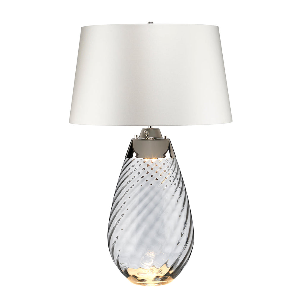Lena 2 Light Large Smoke Table Lamp with Off-white Shade by Elstead Lighting