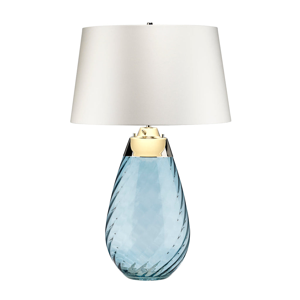 Lena 2 Light Large Blue Table Lamp with Off-white Shade by Elstead Lighting
