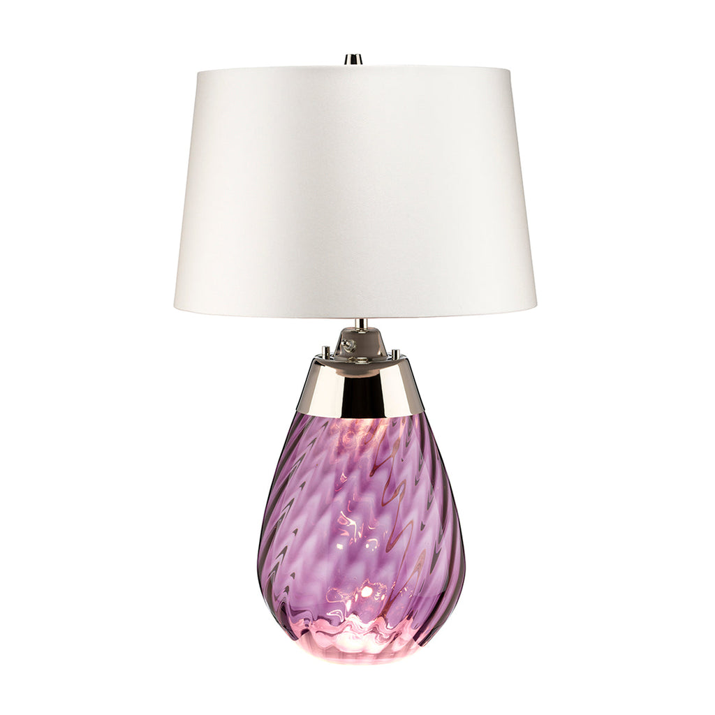 Lena 2 Light Small Plum Table Lamp with Off-white Shade by Elstead Lighting