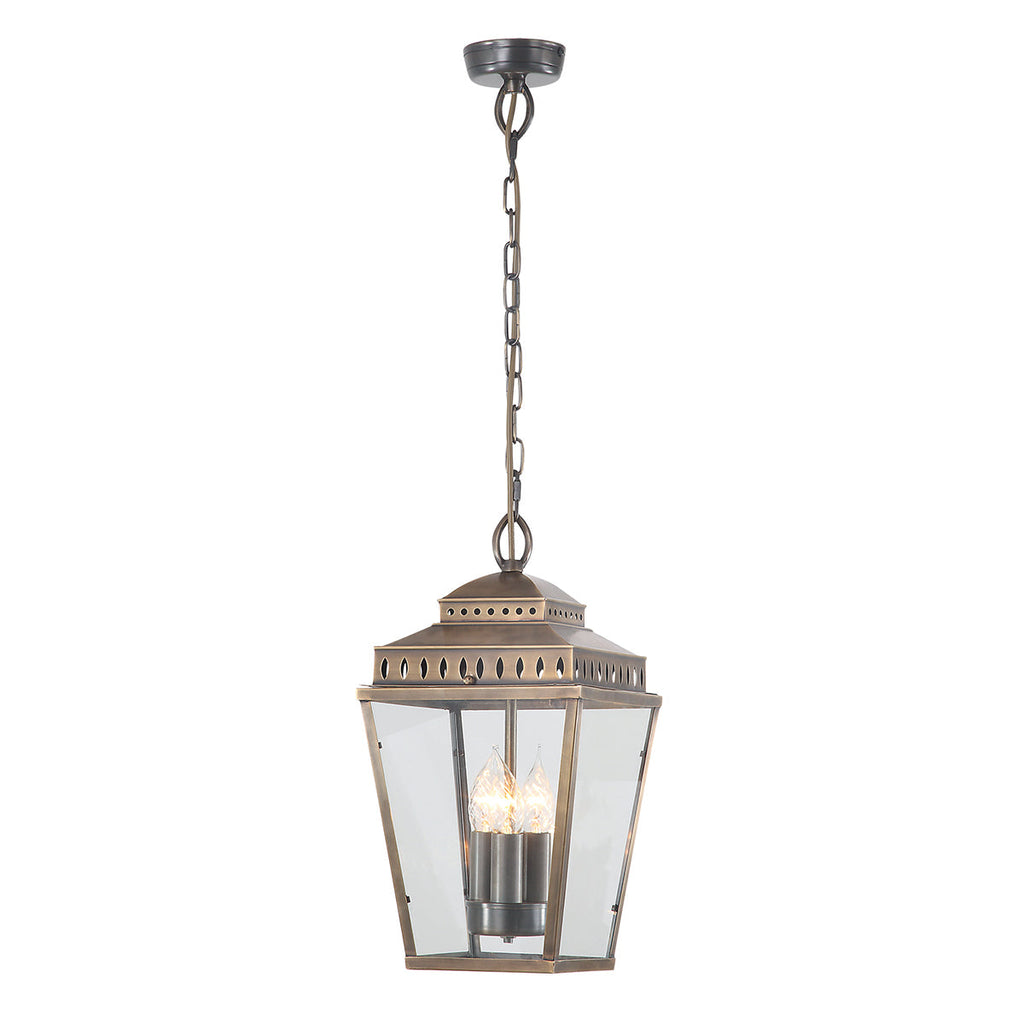 Mansion House 3 Light Chain Lantern - Brass - Elstead Lighting