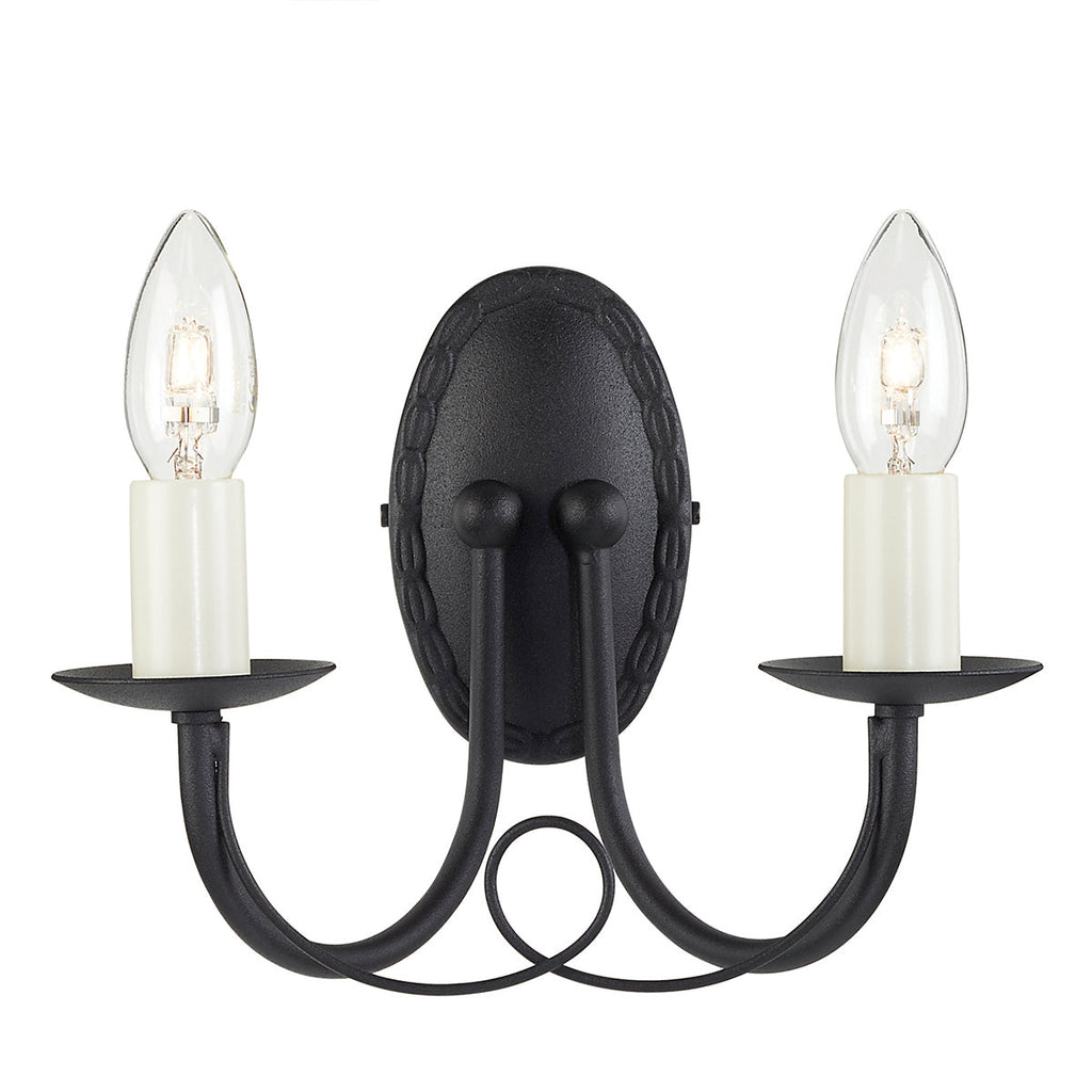 Minster 2 Light Wall Light - Black  - Elstead Lighting