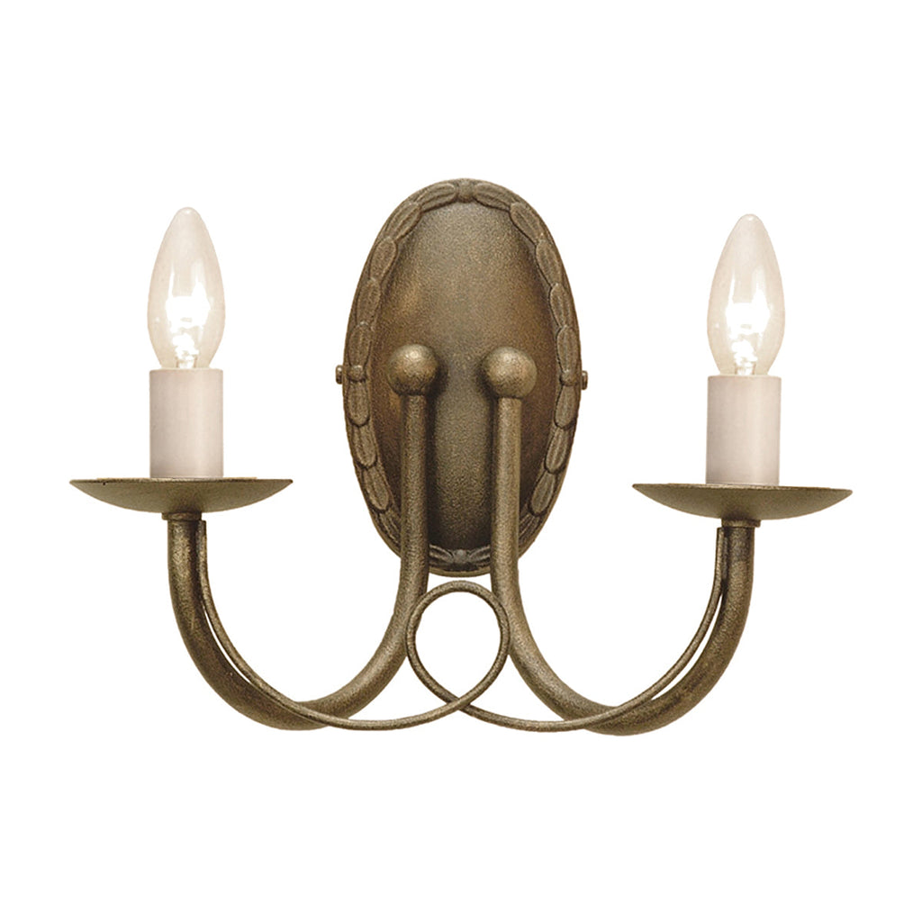 Minster 2 Light Wall Light - Black/Gold  - Elstead Lighting