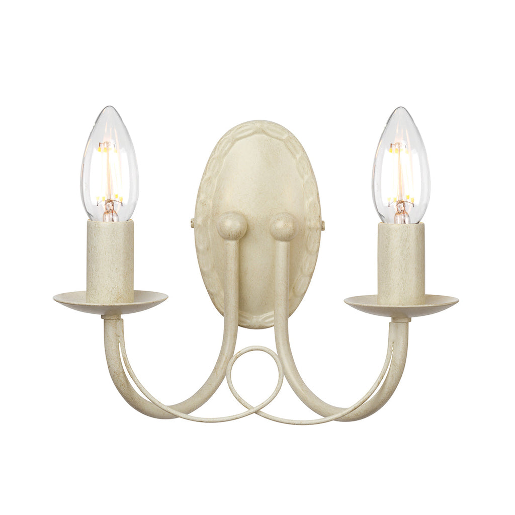Minster 2 Light Wall Light - Ivory Gold - Elstead Lighting