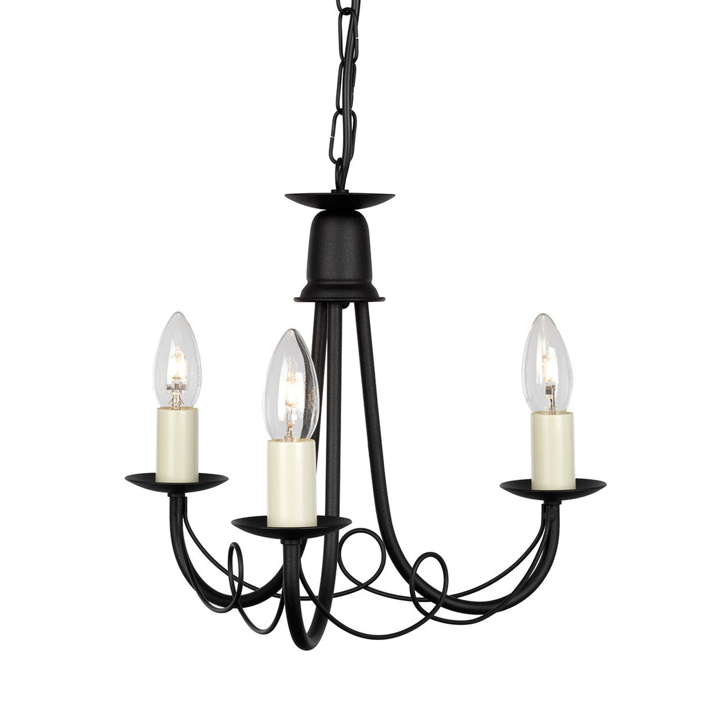 Minster 3 Light Chandelier - Black  - Elstead Lighting