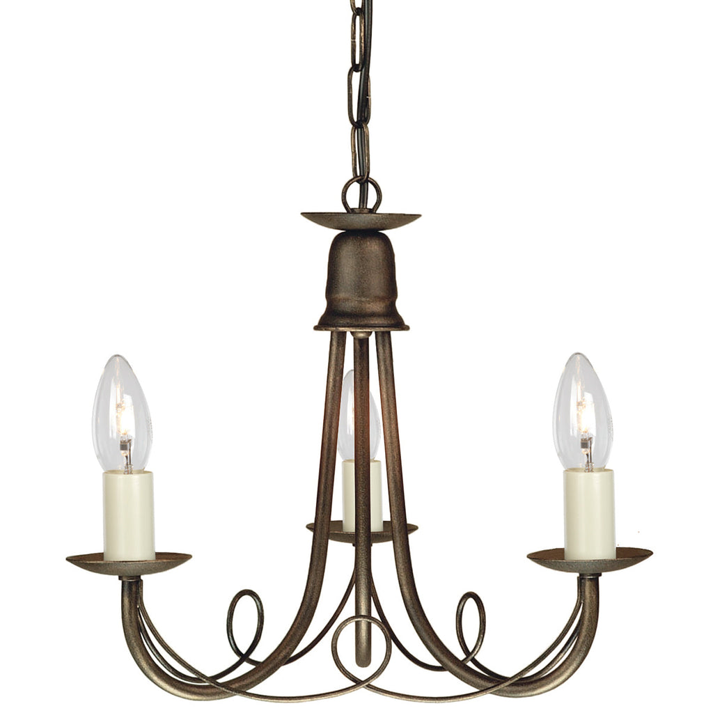 Minster 3 Light Chandelier - Black/Gold  - Elstead Lighting