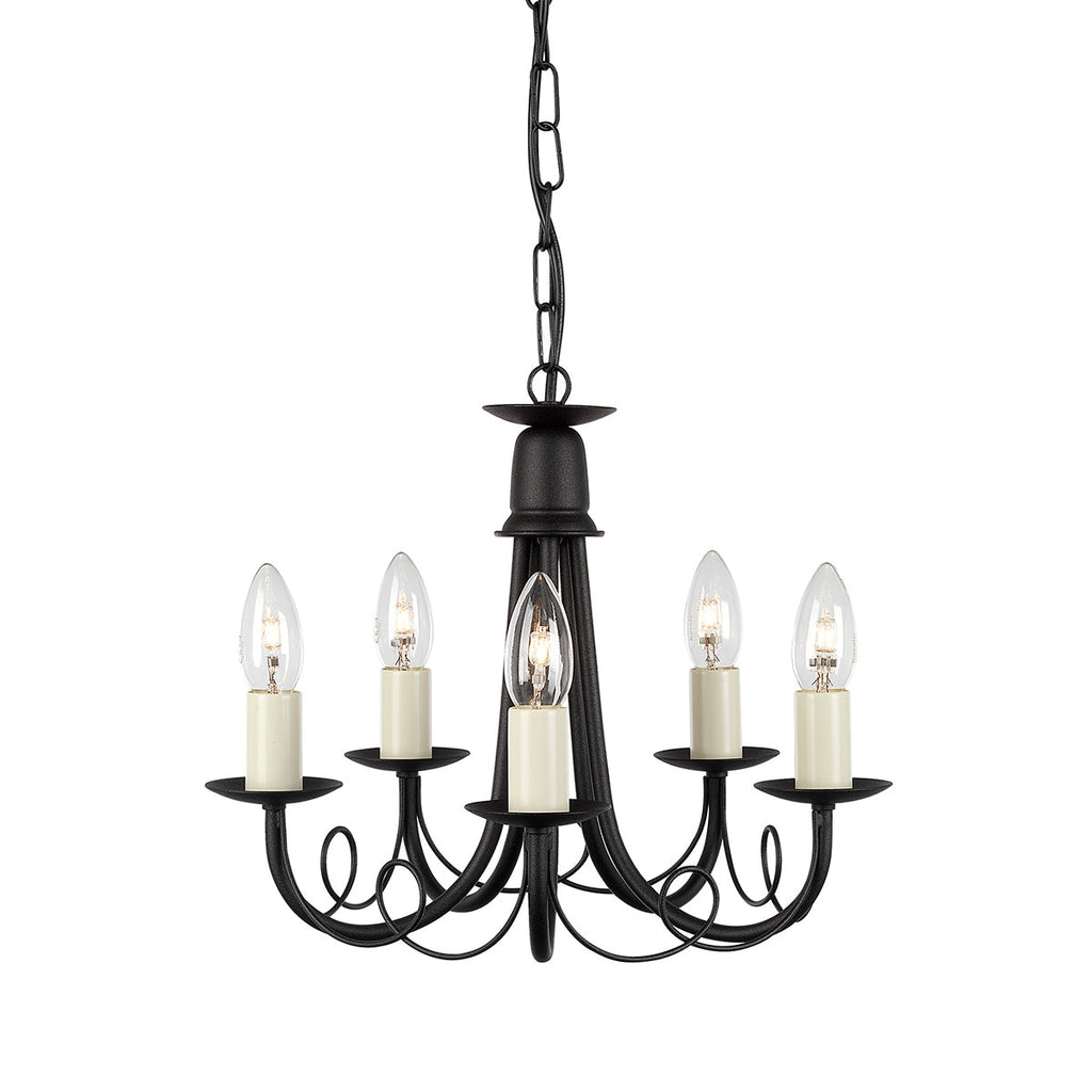 Minster 5 Light Chandelier - Black  - Elstead Lighting