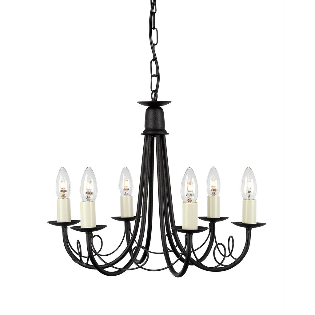 Minster 6 Light Chandelier - Black  - Elstead Lighting