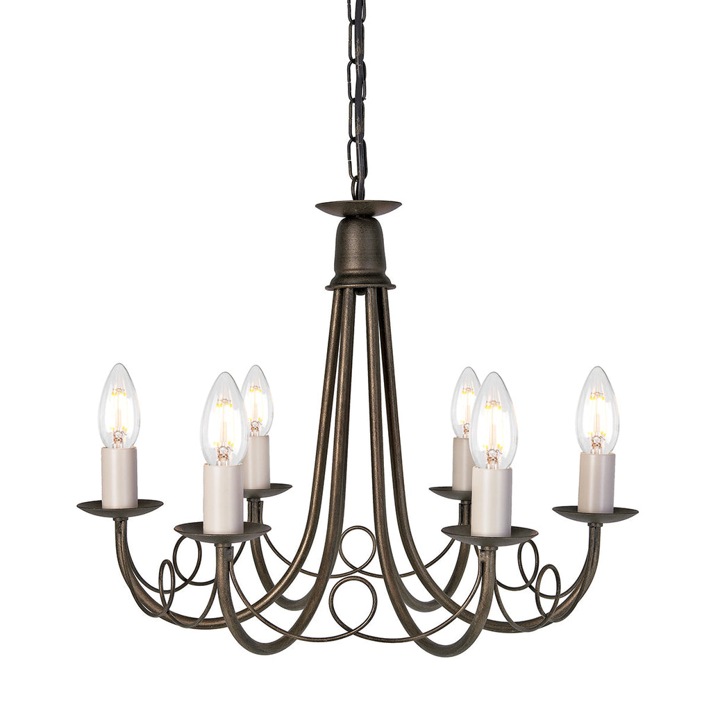 Minster 6 Light Chandelier - Black/Gold  - Elstead Lighting