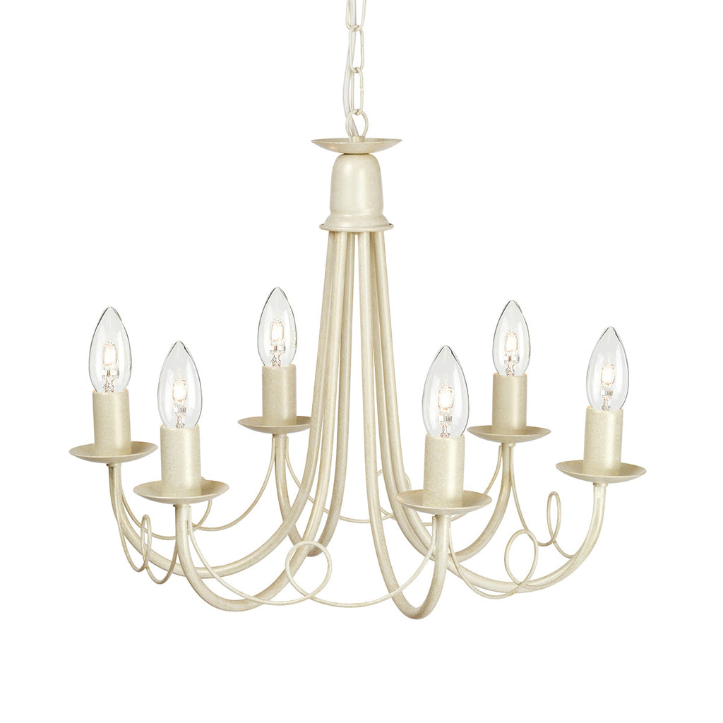 Minster 6 Light Chandelier - Ivory Gold - Elstead Lighting