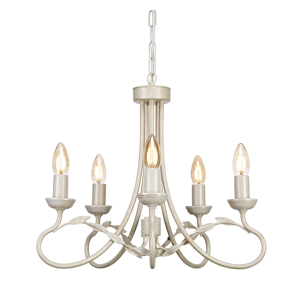 Olivia 5 Light Chandelier - Ivory/Gold  - Elstead Lighting
