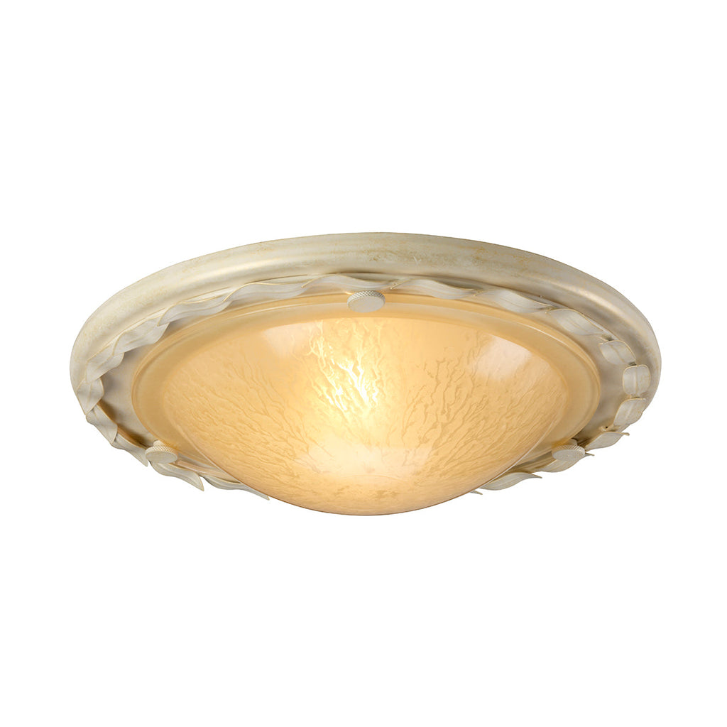 Olivia 1 Light Flush - Ivory/Gold - Elstead Lighting