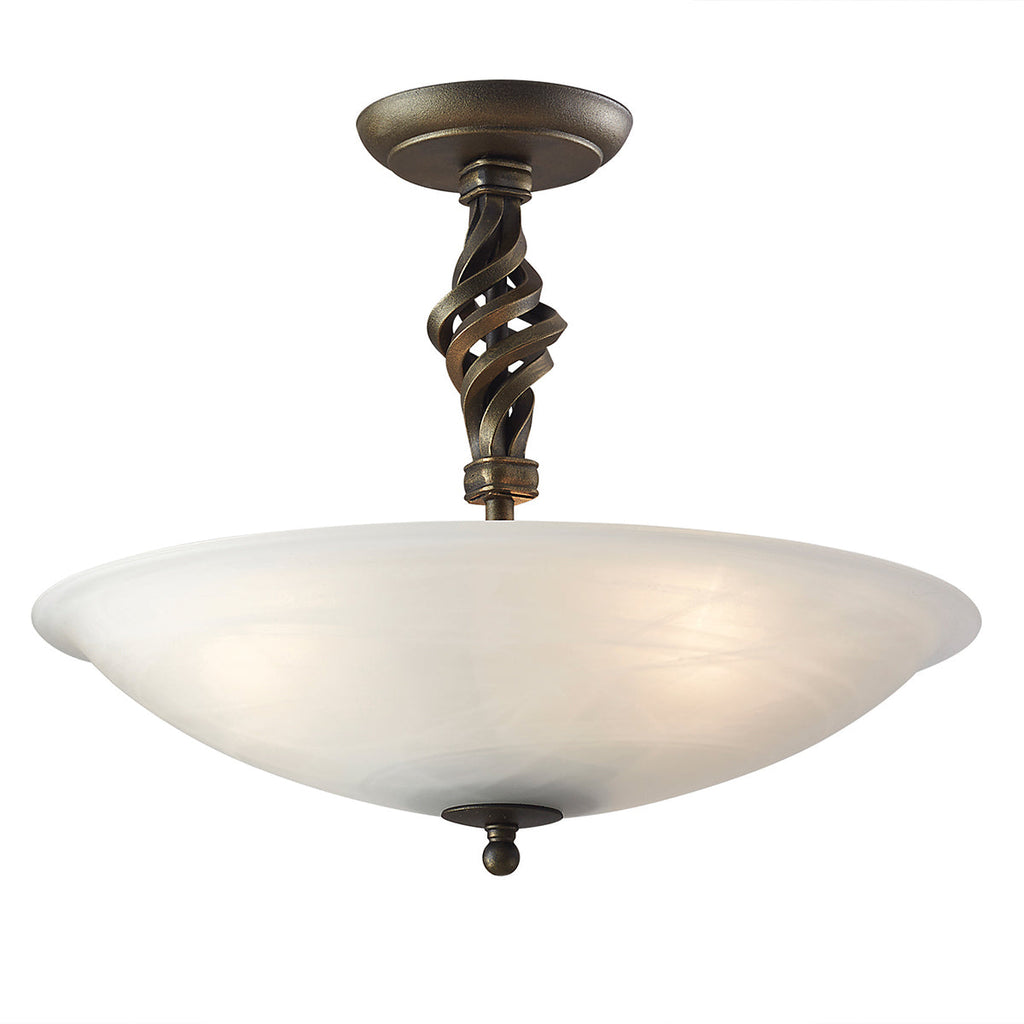 Pembroke 3 Light Semi Flush - Black/Gold - Elstead Lighting
