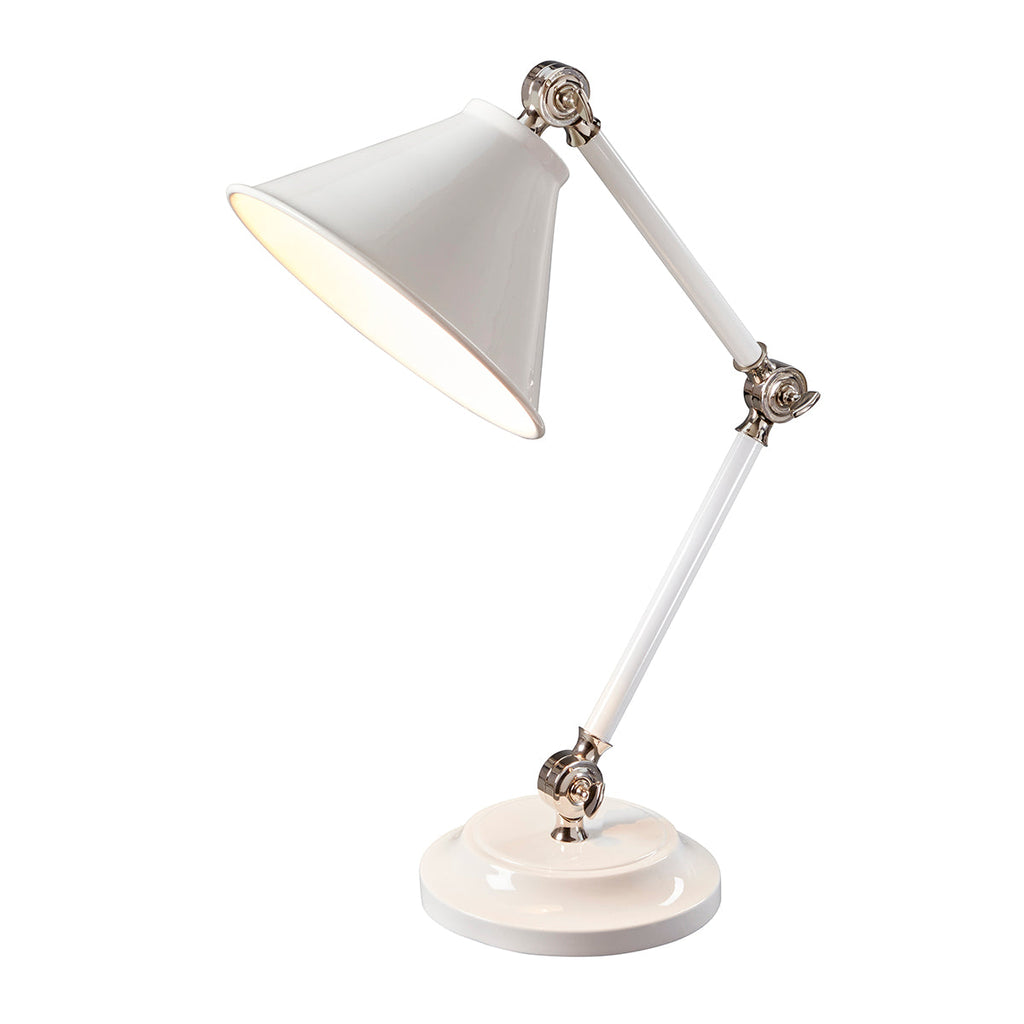 Provence Element 1 Light Mini Table Lamp - White/Polished Nickel - Elstead Lighting 