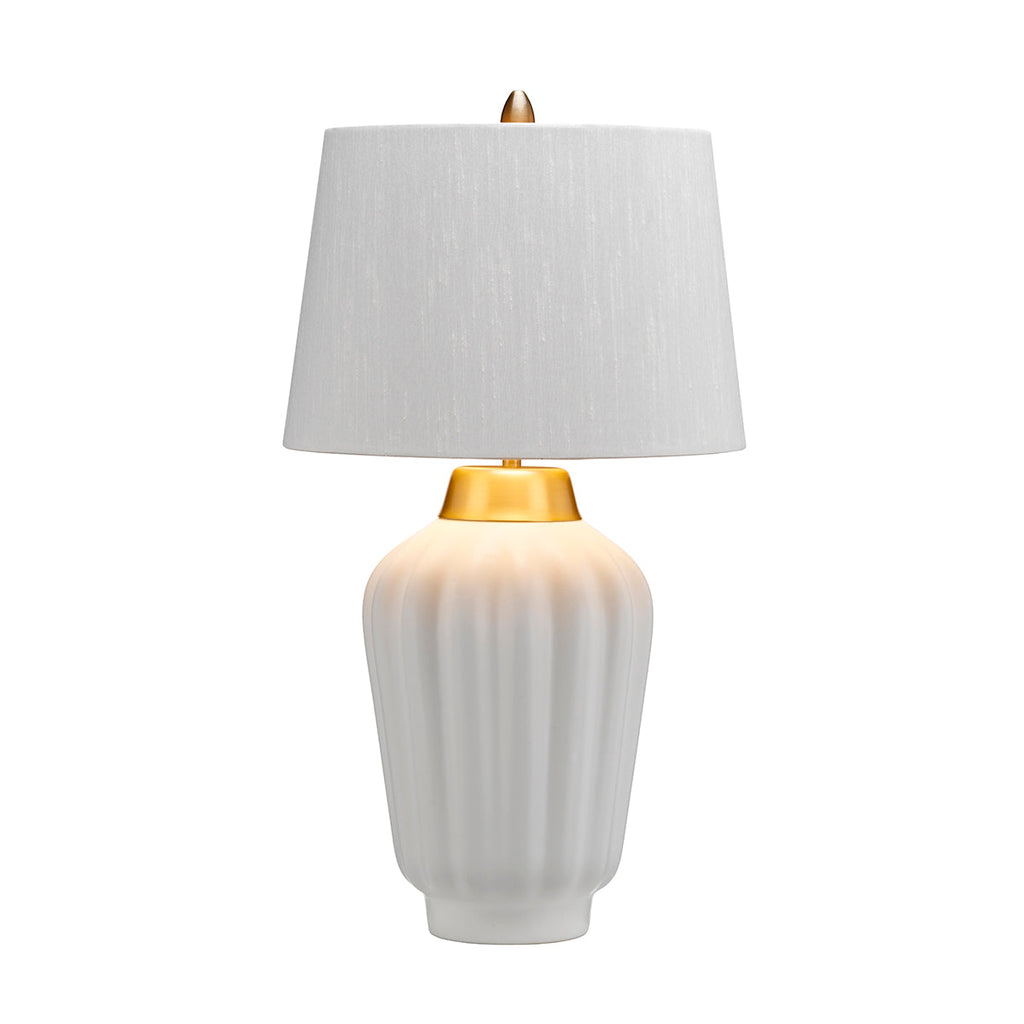 Bexley 1 Light Table Lamp - White & Brushed Brass by Quintiesse