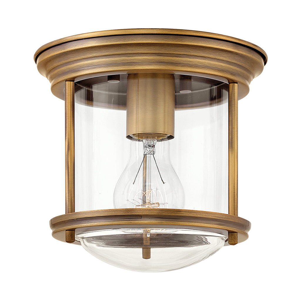 Hadrian 1 Light Flush Mount - Clear Glass - Brushed Bronze by Quintiesse