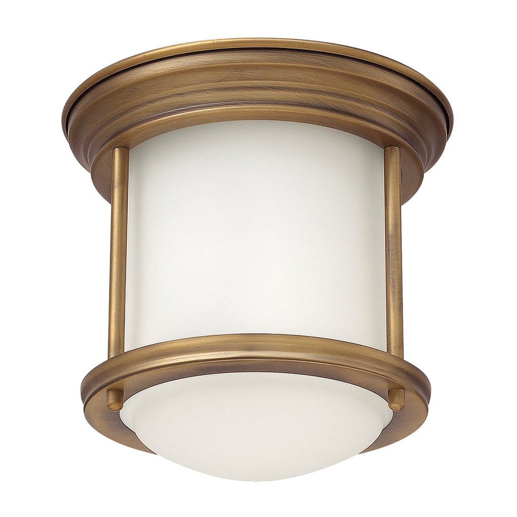 Hadrian 1 Light Flush Mount - Opal Glass - Brushed Bronze by Quintiesse