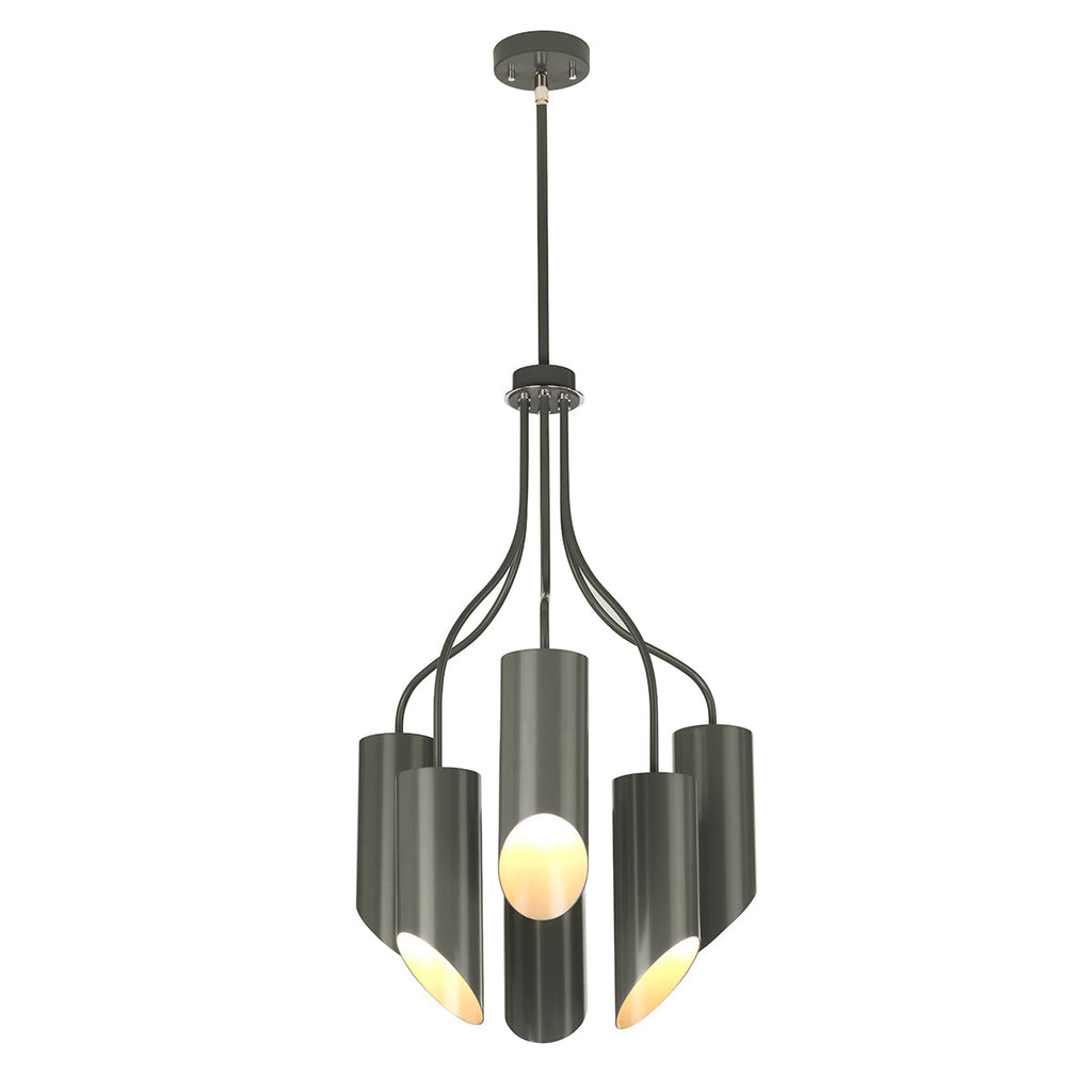 Quinto 6 Light Chandelier - Dark Grey Polished Nickel - Elstead Lighting