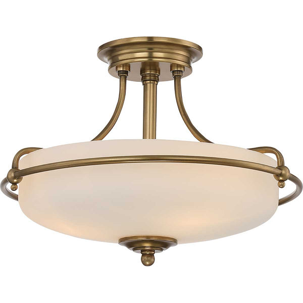Griffin 3 Light Semi-Flush Light - Weathered Brass - Quoizel