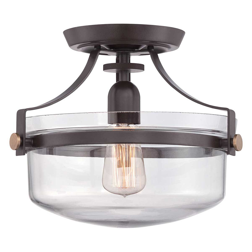 Penn Station 1 Light Semi Flush - Western Bronze - Quoizel