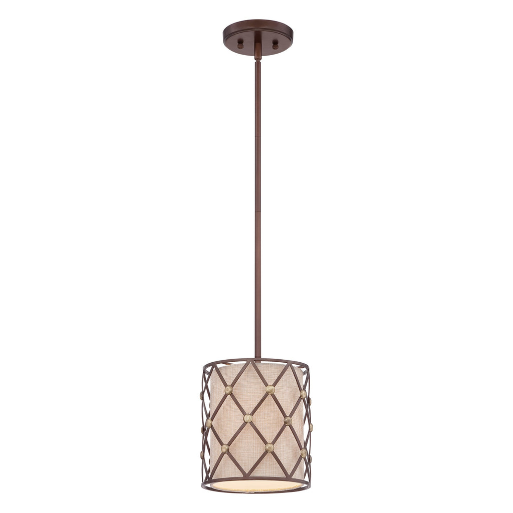 Brown Lattice 1 Light Mini Pendant - Quoizel