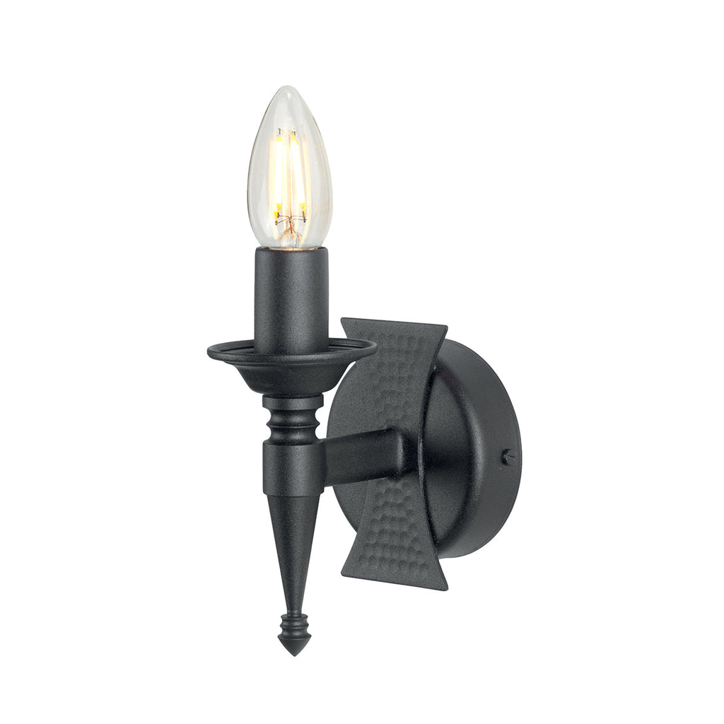 Saxon 1 Light Wall Light - Black - Elstead Lighting